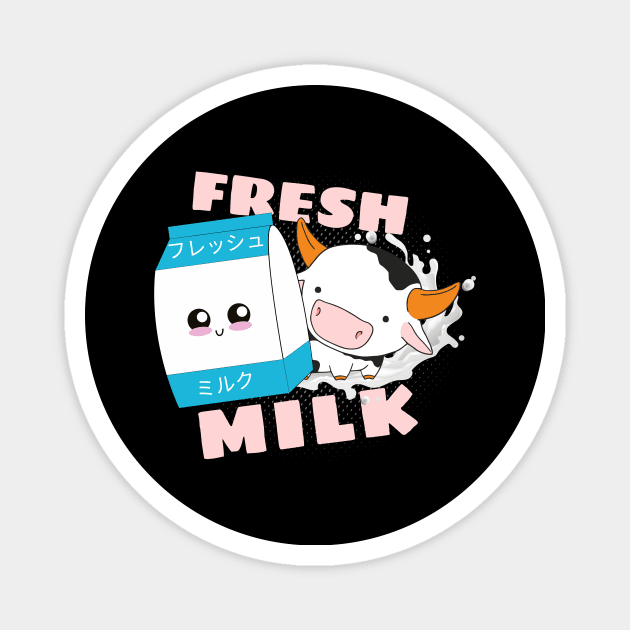 Fresh Milk Kawaii Cow Milk Bag Anime Manga Japan Magnet by Foxxy Merch